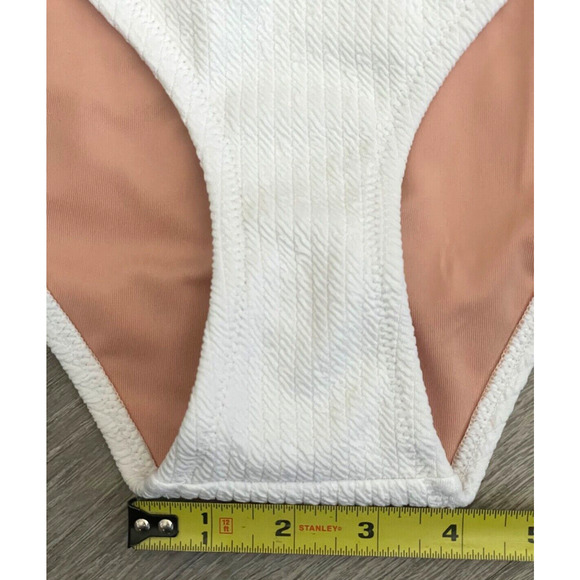 J. Crew Women's Textured Curved-Waist Cheeky Bikini Bottom White Size Large NWT - Picture 7 of 16